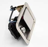 Large Flush Size, Rotary Paddle Handle, .250" Striker, Electronic Locking, Stainless Steel. Striker Separate