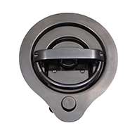 Compression D Ring, large cup, LH locking, 3 points of engagement, CD studs for mounting and is made of polished 304 stainless steel. Strattec Double bitted Key Cylinder installed