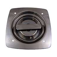 The original D Ring, non locking, large cup with mounting holes and 5/16" sq shank (customer to specify shaft length desired when order is placed,max. 4 5/8". Latch is made of polished 304 stainless steel
