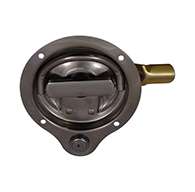 The Original D Ring, locking, small cup, right hand D Ring has 3 points of engagement, mounting holes and is made of polished 304 stainless steel