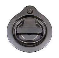 The original D Ring, locking, large cup with special mounting holes in cup center and 1-13/16" X 5/16" sq shank. Latch is made of polished 304 stainless steel