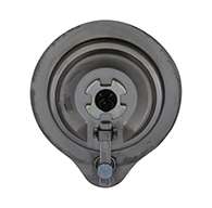 The original D Ring, locking, large cup, no mounting holes and 13/16" X 5/16" sq shank. Latch is made of polished 304 stainless steel. Shank has #10-32 X 5/8" thread tapped into end of shank