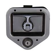 T-Handle, Small, Slamming Single Point, polished stainless steel, mounting holes, locking, slam latch.