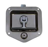 T-Handle, Adjustable, Small, polished stainless steel, mounting holes. Right hand.