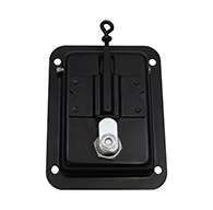 Large Flush Size Single Point Paddle Handle, Cable Eye, Locking, Black Powder Coated Steel