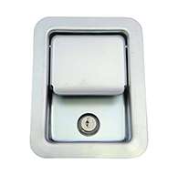 Large Flush Size Single Point Paddle Handle, 30° Powder Metal Bolt, Locking, Zinc Plated Steel, No Mounting Holes